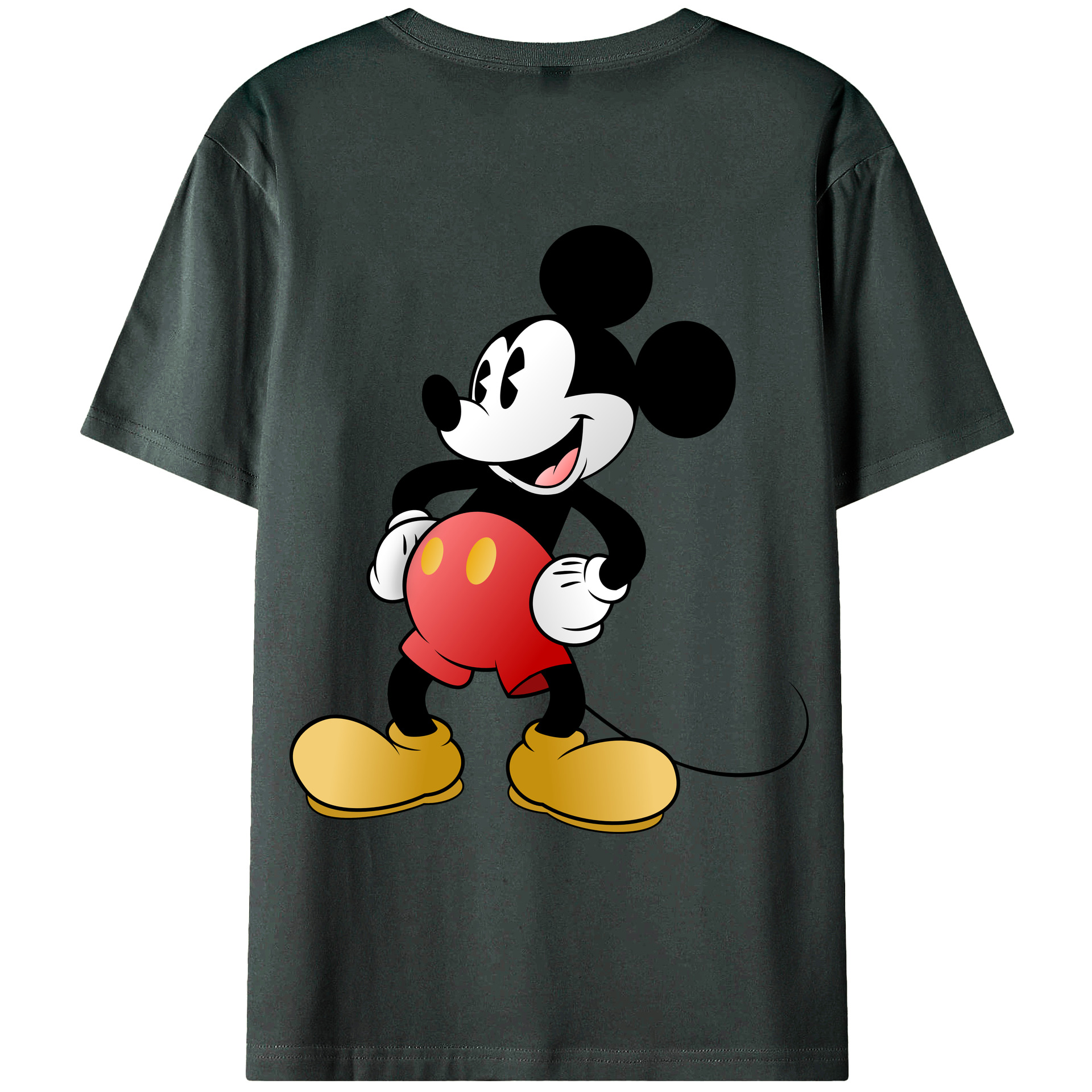 ミッキーマウス Mickey Mouse 綿100％ メンズ半袖Tシャツ（バックプリント） 通気性